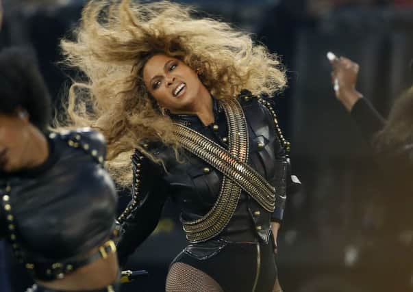 Beyonce performing during the half-time show in Sunday's Superbowl in Santa Clara, California