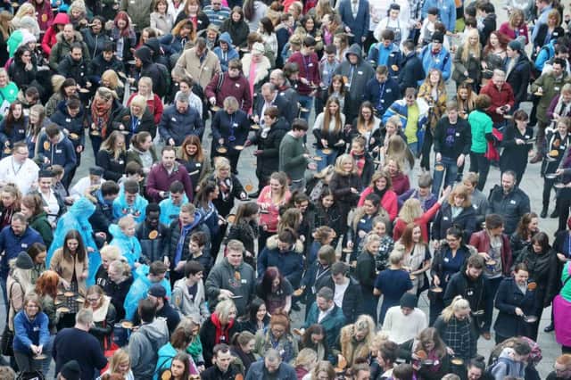 As part of the Northern Ireland Year of Food and Drink 2016 plans, Tourism Northern Ireland gathered hundreds of people in the Courtyard of Belfast Met Titanic Quarter to attempt to break a Guinness World Record for the most people flipping a pancake
