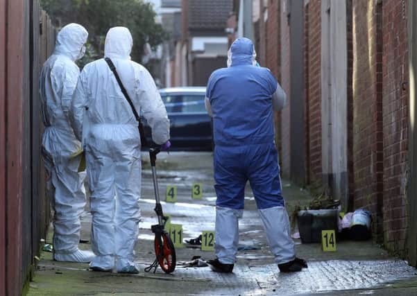 PSNI forensics at the scene of a incident on Lawnmount Street of the Ravenhill Road in South Belfast.
Picture By: Arthur Allison.