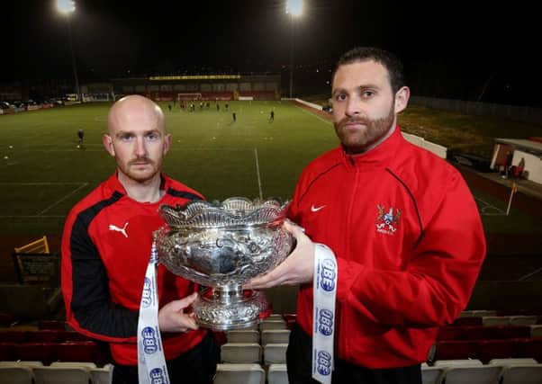 Cliftonville's Ryan Catney and Ards players James Cully  preview the JBE League Cup Final