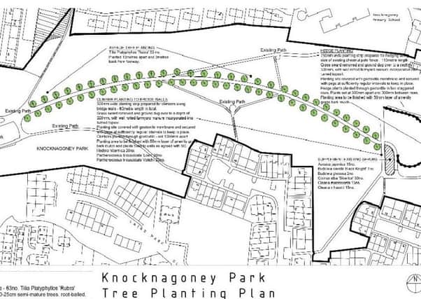 Map of plan for trees in Knocknagoney Park to mark Queen's long reign