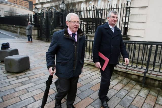 UUP MP Tom Elliott's and solicitor James Cooper at an earlier hearing. 
 
Picture by Jonathan Porter/PressEye
