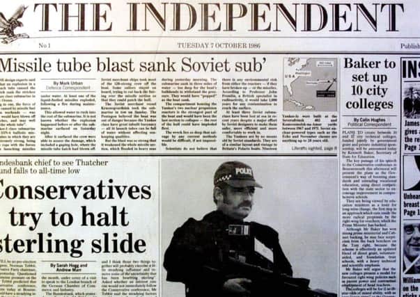The first edition of the Independent from 1986. The newspaper is to cease publication and the title will become digital only, owners ESI Media have announced. The last paper edition is expected to be on Saturday March 26. Photo: Peter J Jordan/PA Wire