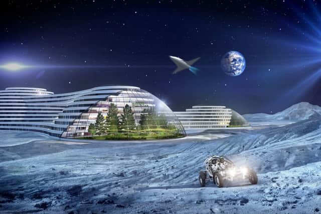 Undated handout artist's impression issued by Samsung of a city on the moon which features in the SmartThings Future Living Report