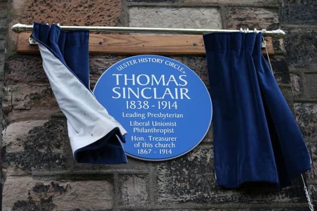 First Minister Arlene Foster MLA joined the Ulster Scots Agency and partner organisations to unveil blue plaque honouring the achievements of Ulster Covenant author, Thomas Sinclair