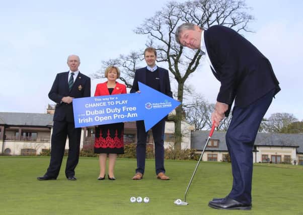 Announcing details of the initiative to win a spot in the 2016 Irish Open are  (l-r) K Club Lady Captain Angela Cirillo, Captain Tony Kelly, European Tour Championship Director Rory Colv