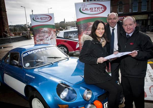 Pictured at the Guildhall for the announcement of the Ulster Rally coming to the city for the first time later on this year are Andrea Campbell, Events Officer, Derry City and Strabane District Council, Gary Milligan, Clerk of Course, Ulster Rally and Ian Connolly, Maiden City Motor Club.