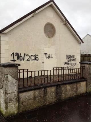 Press Eye - Belfast - Northern Ireland - 20th February 2016

General view of Rasharkin Orange Hall in County Antrim which was attacked with  graffiti in an overnight attack.

Picture by Press Eye.