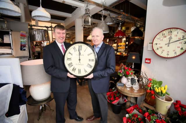 Finance Minister Mervyn Storey pictured with Robert Brown, owner of  Herbert Gould Home on Belfasts Lisburn Road