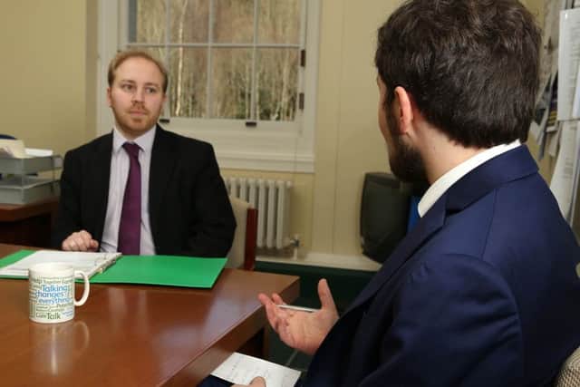 NI Green Party leader Steven Agnew talks to News Letter political correspondent Sam McBride in his Stormont office