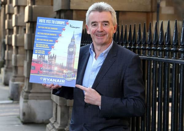 Ryanair of CEO Michael OLeary launches the airline's Yes to Europe campaign