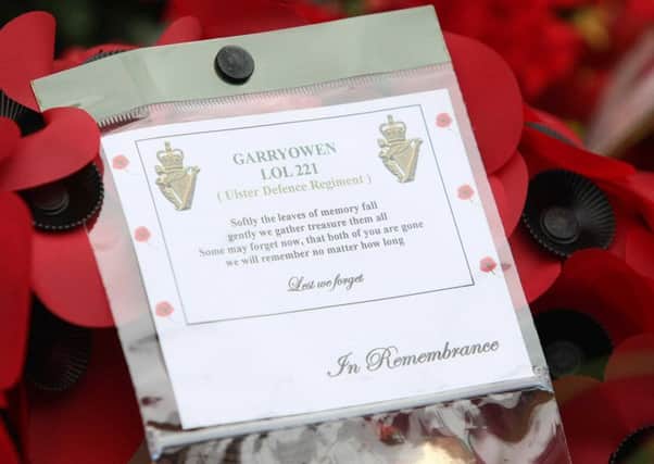 A memorial wreath laid last year during the service