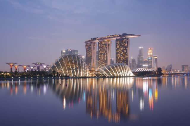 The Singapore skyline at night