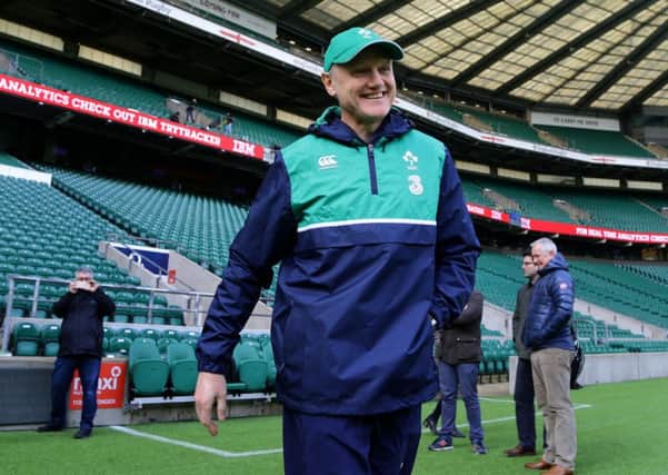 Ireland coach Joe Schmidt arrives for the Captain's Run at Twickenham