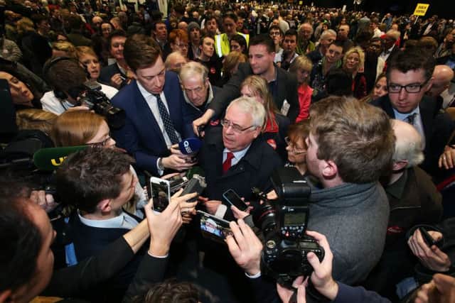 Labour candidate for Dublin Central Joe Costello speaks to the media on arrival at the election count centre at the RDS in Dublin, Ireland, as the general election 2016 count gets underway. Photo: Brian Lawless/PA Wire
