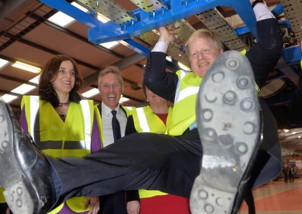 Boris Johnson at the Wrightbus factory