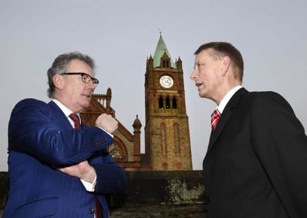 Mike Nesbitt and Maurice Devenney in Londonderry on Saturday