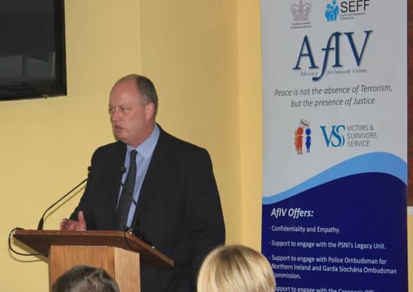 Chief Constable George Hamilton speaks at the SEFF conference in Enniskillen