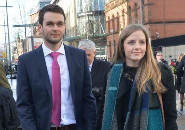 Ashers general manager Daniel McArthur and his wife Amy at a court appearance last month