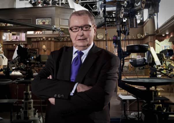 Tony Warren on the set of Coronation Street, the show he created as a 24-year-old writer in 1960