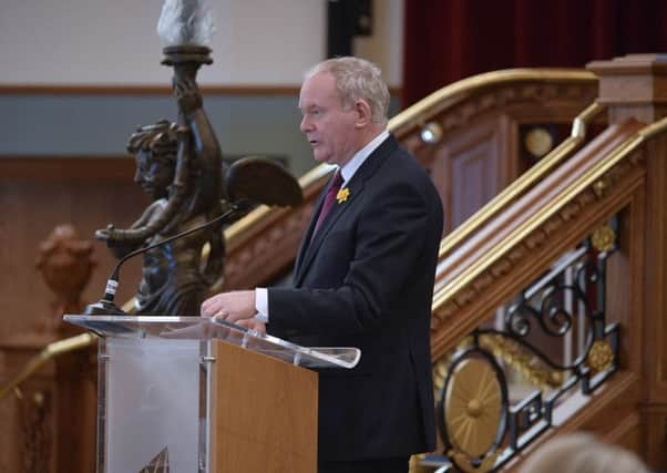 Deputy First Minster Martin McGuinness at the Commission for Victims and Survivors conference on Wednesday. Pic: Stephen Hamilton/Presseye