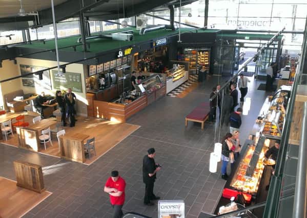 The view from the upper level balcony of the main foyer in the Applegreen service station on the M1 near Lisburn on the first day it opened.