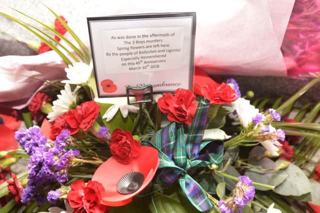 The memorial in north Belfast to the three soldiers