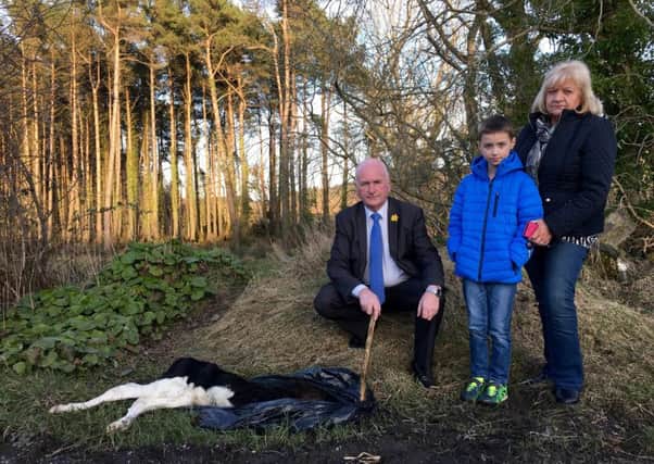 North Down DUP MLA Gordon Dunne with Keelan and Stephanie McCorriston in the Craigantlet Hills area of Holywood