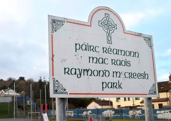 The park was named after violent republican Raymond McCreesh in 2001