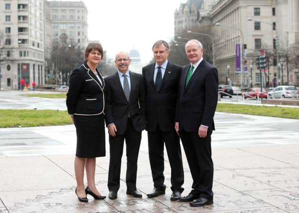 The ministers are pictured in Washington with Shaun Kelly, left, Global Chief Operating Officer of KPMG International and John Hartnett, right, founder and CEO of SVG Partners LLC