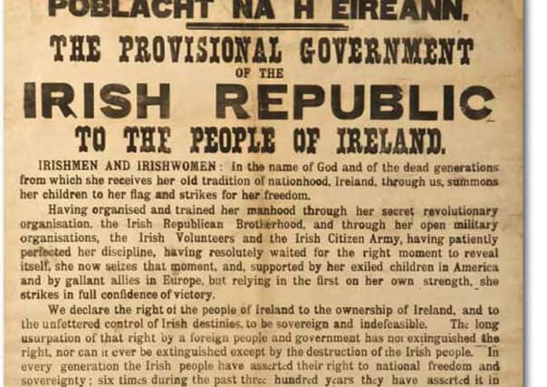 The 1916 Proclamation but Ireland is not close to unity 100 years later