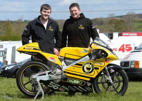 Sam Wilson and Gary Dunlop with the Joey's Bar 125cc Honda.
