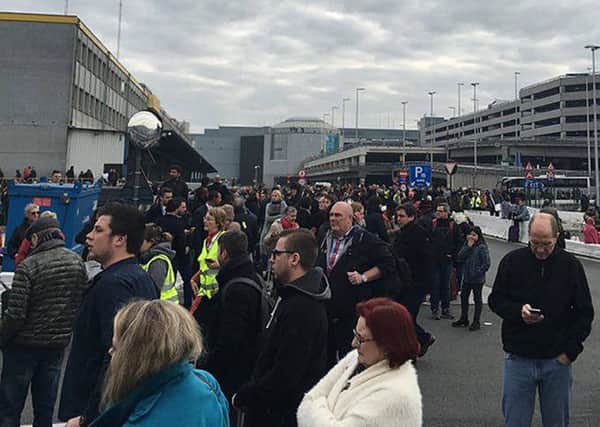 BEST QUALITY AVAILABLE

Handout photo taken with permission from the Facebook page of Bart van Meele of the scene at Brussels Airport after two explosions were heard