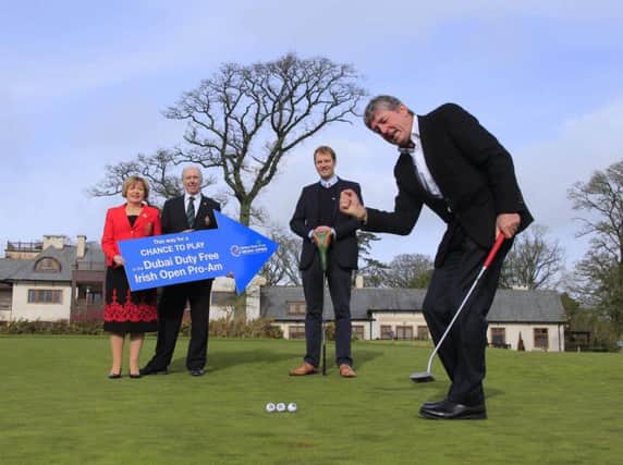 Looking forward to the qualifying events are (l-r) K Club Lady Captain Angela Cirillo and Captain Tony Kelly, European Tour Championship Director Rory Colville and Dubai Duty Free Golf Ambassador Des Smyth.
