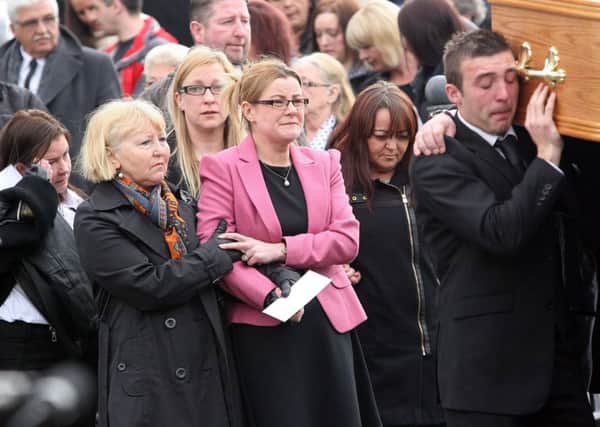 St Patrick's Church, Downpatrick. 
Hundreds turned out for the funeral of Catherine Kenny who died on Belfast streets.