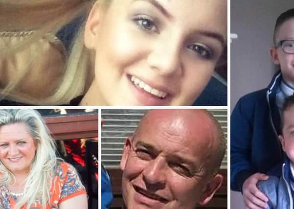 The five members of the McGrotty and Daniels family who lost their live at Buncrana Pier Jodie-Lee Daniels (14) ,top left, Mark (12) and Evan McGrotty (8), right and Ruth Daniels, bottom left and Sean Mcgrotty, centre.