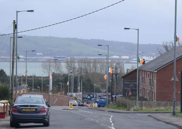 Tricolours fly around Felden, the new housing development between Newtownabbey and north Belfast