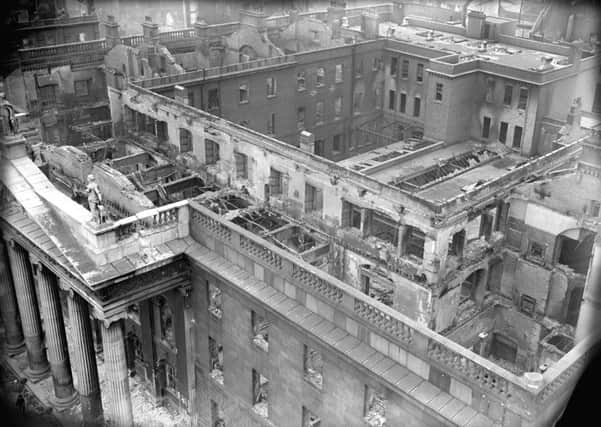 Damage in Dublin from the top of the Nelson Pillar, after the 1916 Rising. Photo: PA/PA Wire