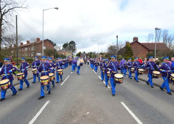 South Belfast Young Conquerors, pictured in Carrickfergus during the junior Orange Order event on March 29. They later travelled to Belfast where they were one of two bands involved in the Ormeau Road march. There is no suggestion that those pictured in this particular image were involved in any disturbance.