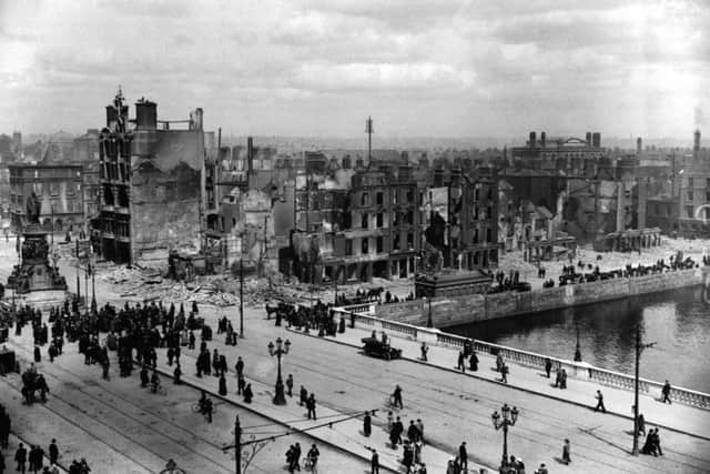 Sackville Street (O'Connell St) and the River Liffey at Eden Quay showing the devastation wrought during Easter Rising. Photo: PA/PA Wire