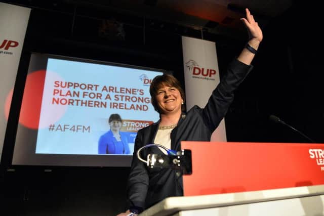 Arlene Foster at the DUP manifesto launch in the Spectrum Centre