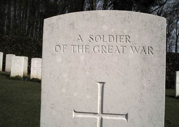 Military gravestone for A Soldier of the Great War on the Somme in France.
