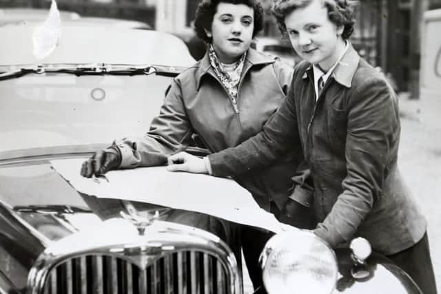 Edna pictured with her sister Iris during the Circuit of Ireland in the 1950s