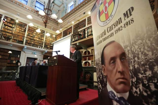 Danny Kinahan MP speaking at the UUP's event on Wednesday in the Royal Irish Academy, Dublin, to examine the events of Easter 1916