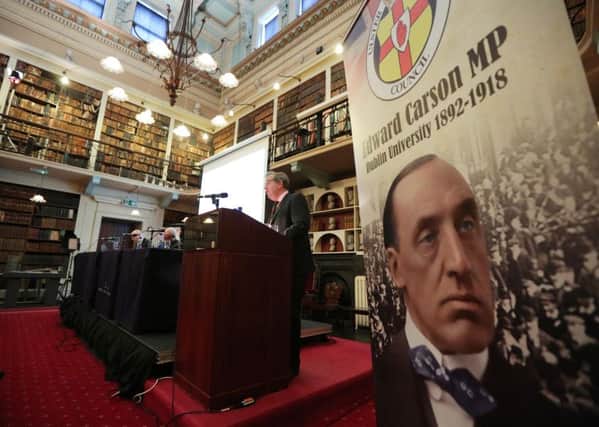 Danny Kinahan MP speaking at the UUP's event on Wednesday in the Royal Irish Academy, Dublin, to examine the events of Easter 1916