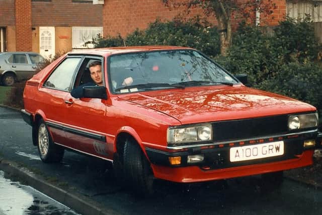 Keith Evans as a 21-year-old carpentry trainee back in 1987 in his beloved Audi