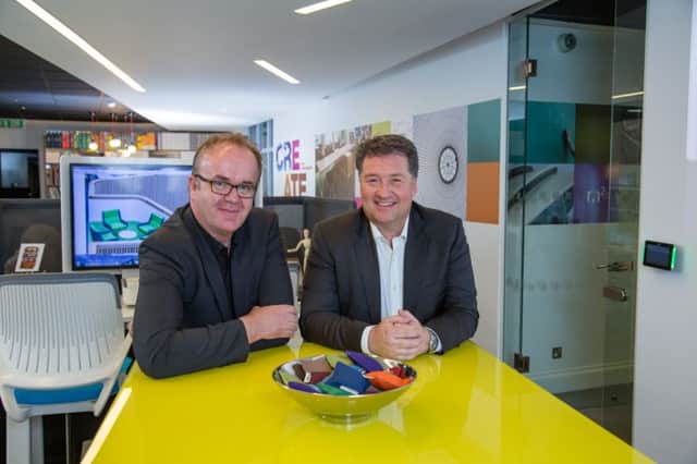 Alpha Group CEO Paul Black, right, and Nick Lyons, sales director, Alpha Scotland, at its Glasgow premises