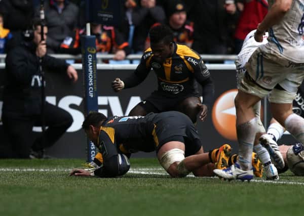 Wasps' Charles Piutau scores his second try against Exeter