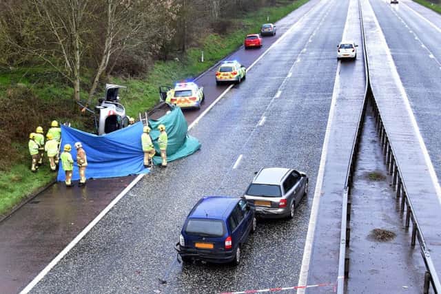 The scene of Fridays fatal collision on the country-bound lane of the M1 between Moira and Lurgan