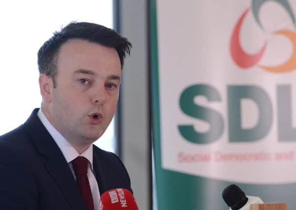 SDLP leader Colum Eastwood during the party's manifesto launch in The O'Neill Ranfurly House Arts and Visitor Centre in Dungannon